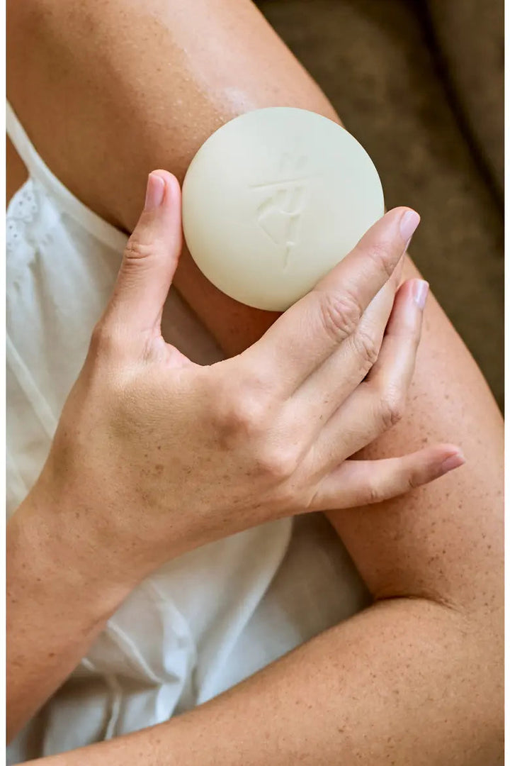 Daily Stone Ritual Set Deeply Moisturizing Lotion Bar Duo with bamboo canister