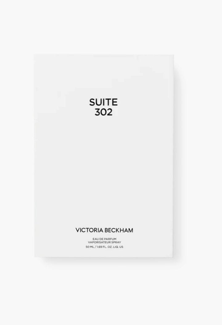 GLAM MODA Suite 302 Eau de Parfum white rectangular fragrance box with minimalist black typography