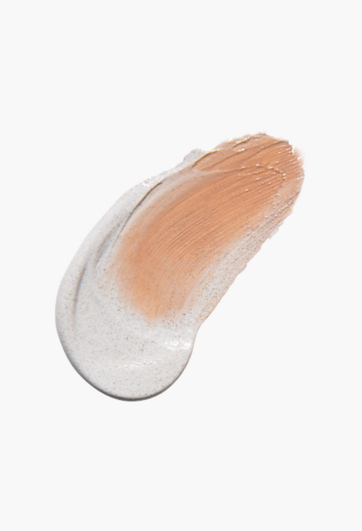 GLAM MODA CC Eye tinted cream swatch showing a transition from white cream to a warm beige tinted pigment
