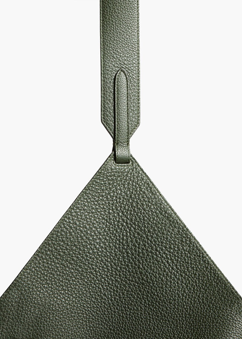 Bottle Green Pebbled Leather - Small Lotus Tote - GLAM MODA