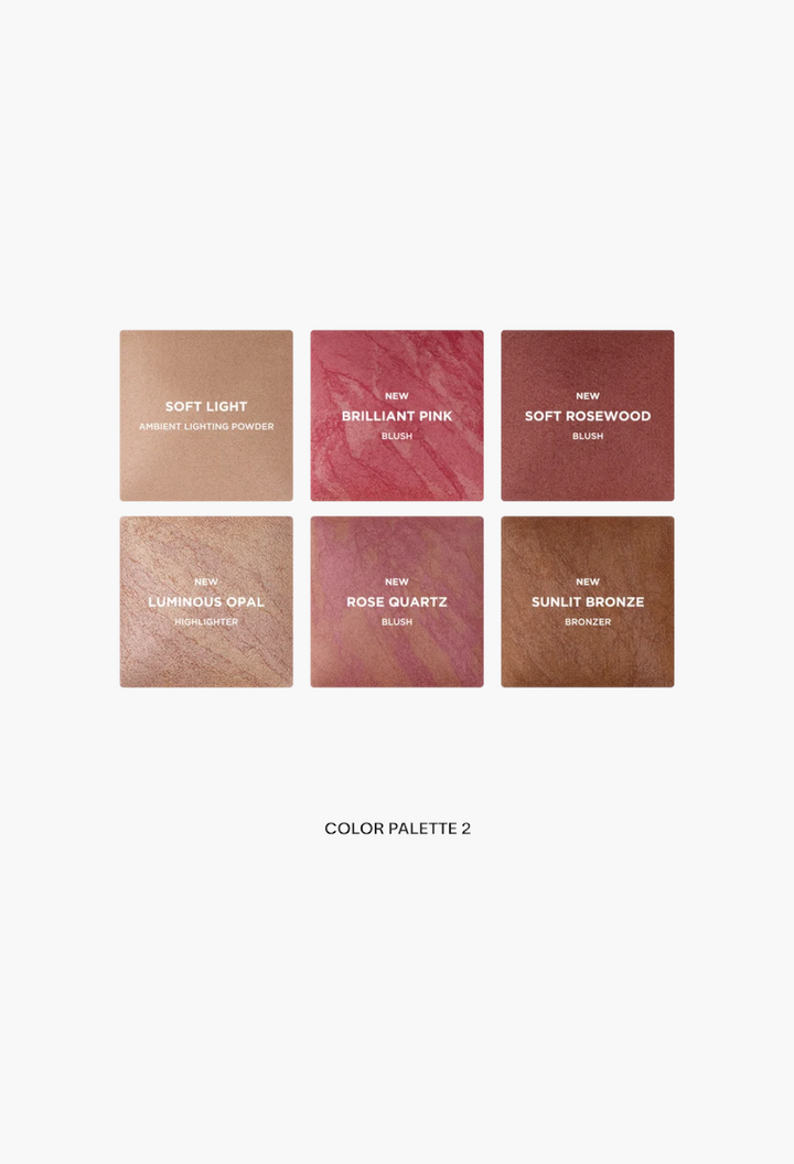 GLAM MODA Ambient Lighting Edit Unlocked Palette 2 featuring six powder shades including blush, bronzer, and highlighter.