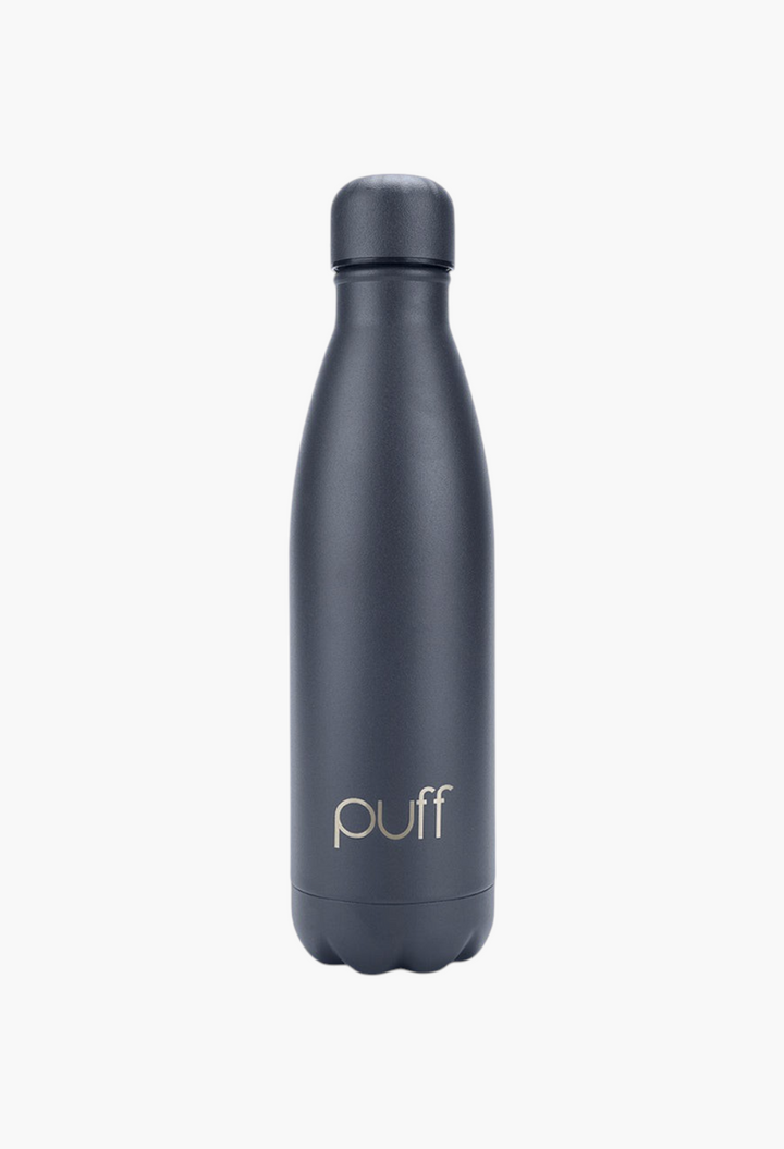 GLAM MODA matte Mykonos blue stainless steel insulated Puff Bottle with spill-resistant cap