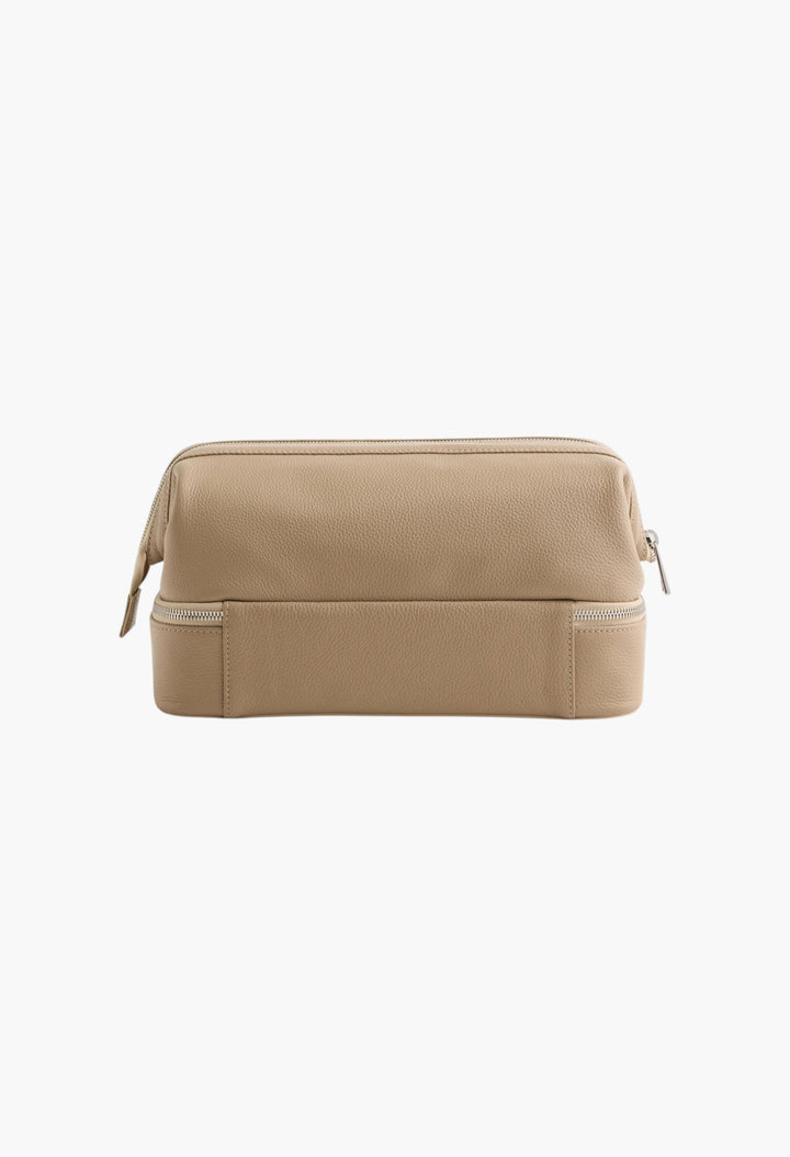 Italian Leather Dual Compartment Toiletry Bag - GLAM MODA