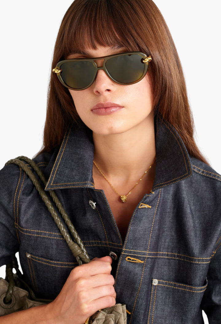 New Knot Aviator-Style Acetate And Gold-Tone Sunglasses - GLAM MODA