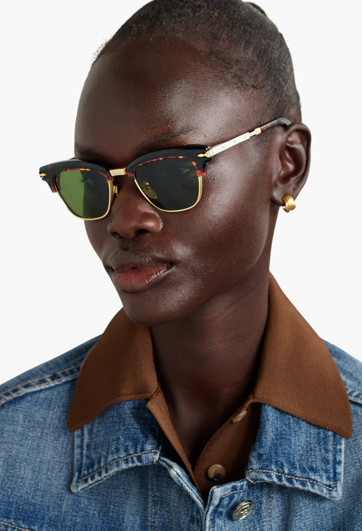 Sartre D-Frame Tortoiseshell Acetate And Gold-Tone Sunglasses - GLAM MODA