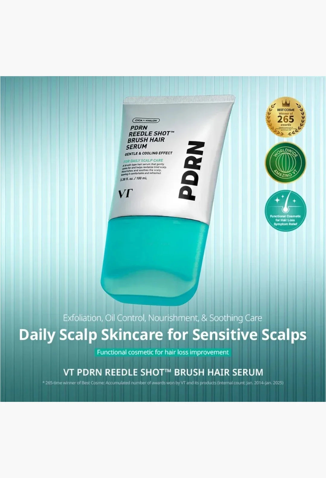 VT PDRN Reedle Shot Brush Hair Serum bottle with brush applicator