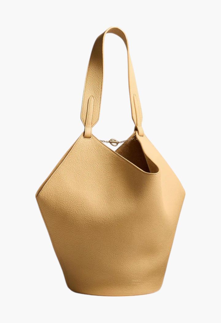 Wheat Pebbled Leather - Small Lotus Tote - GLAM MODA