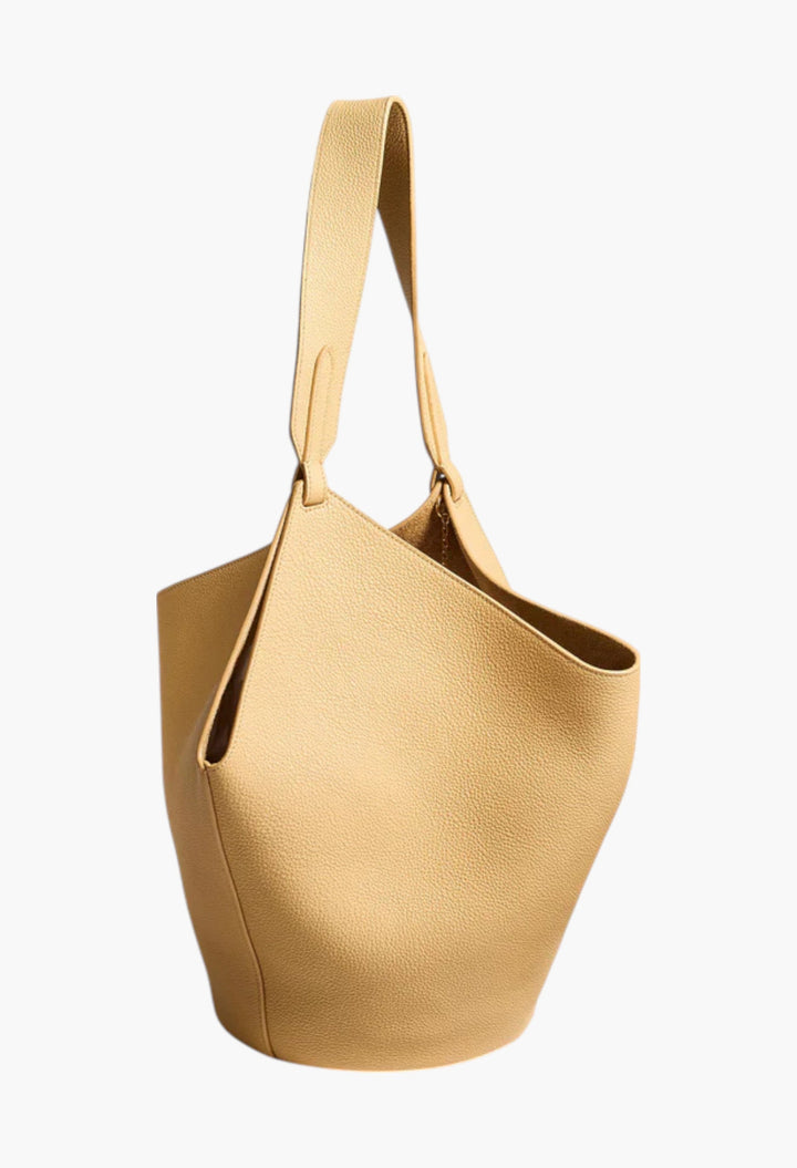 Wheat Pebbled Leather - Small Lotus Tote - GLAM MODA