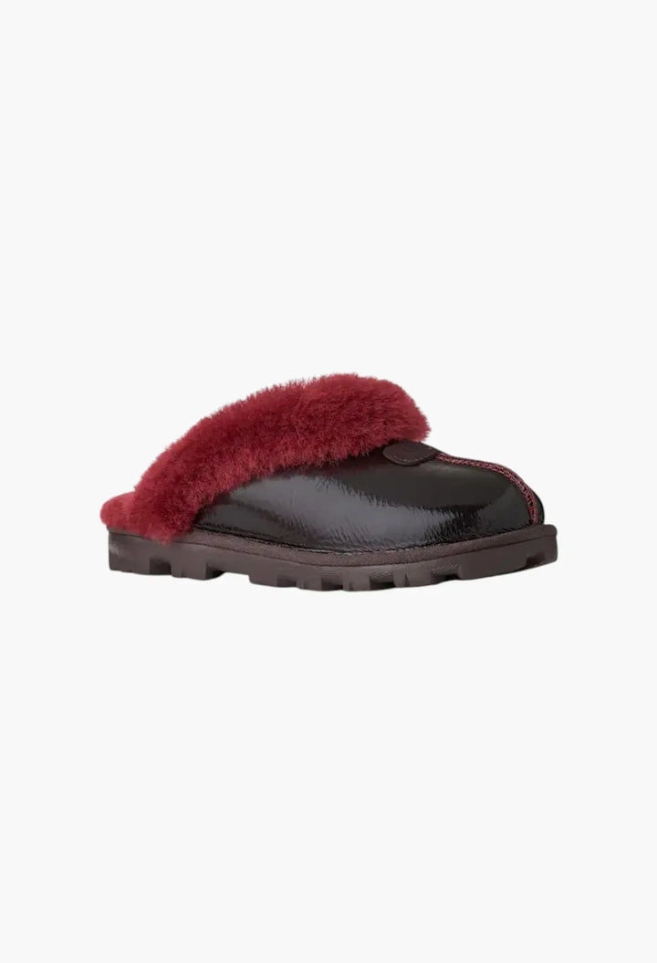 UGG Women's Coquette Crinkle slipper in Dark Caramel, side view