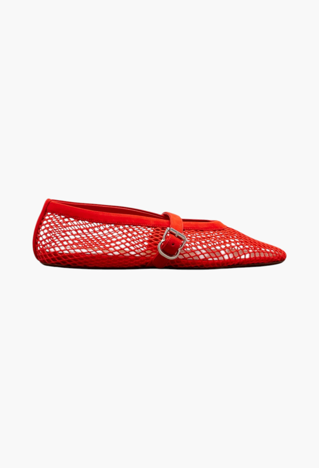 Fishnet Leather-Trimmed Mary Jane Flats - GLAM MODA