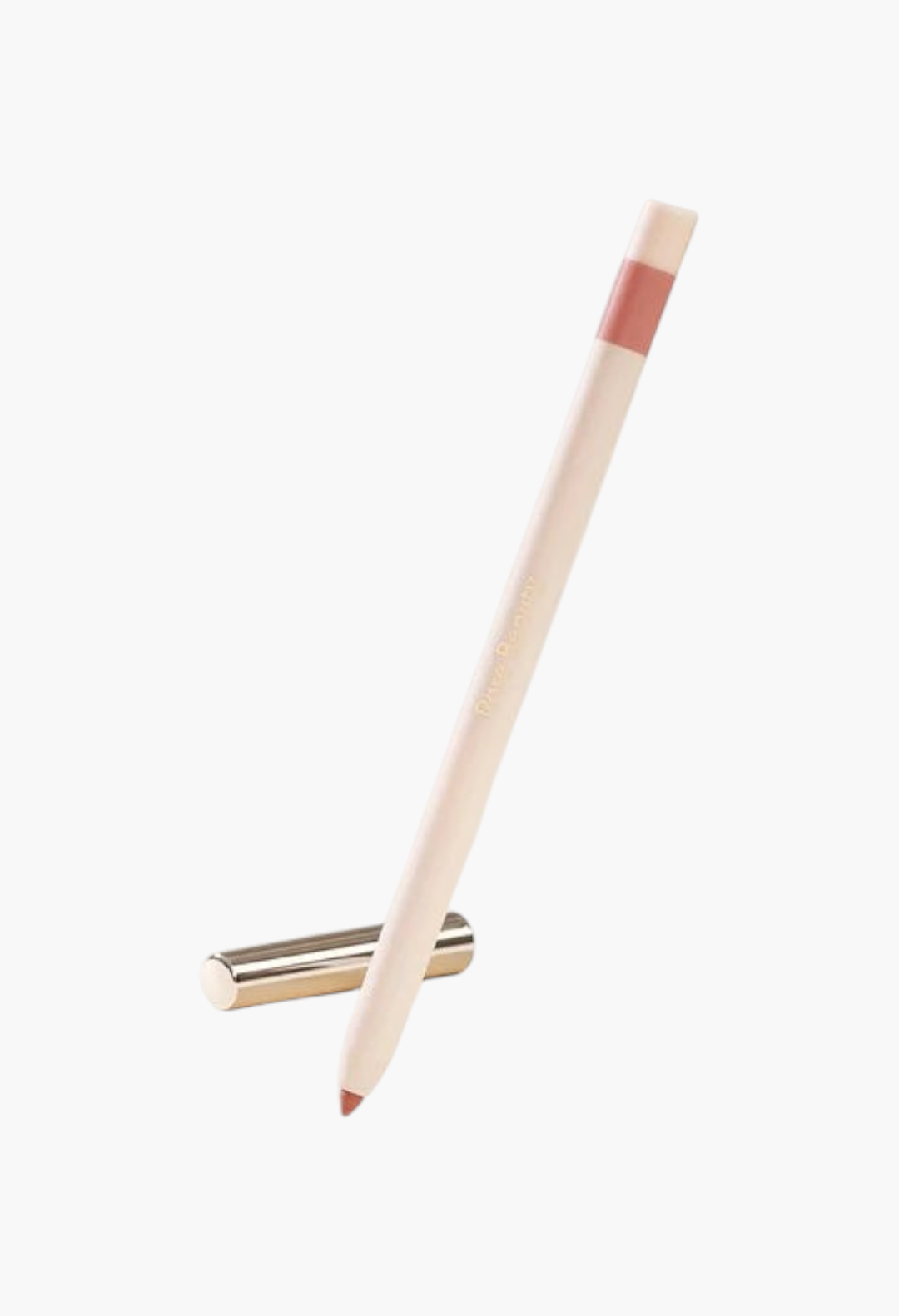 GLAM MODA Kind Words matte lip liner in a neutral beige shade with a gold cap, shown standing upright.