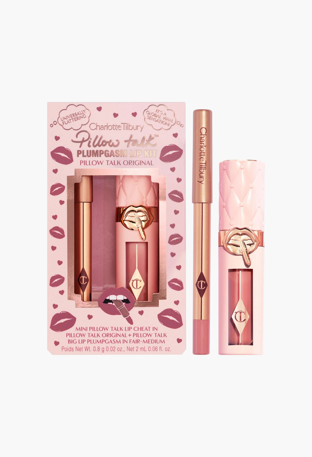 Charlotte Tilbury Mini Pillow Talk Plumpgasm Lip Liner and Lip Gloss Set