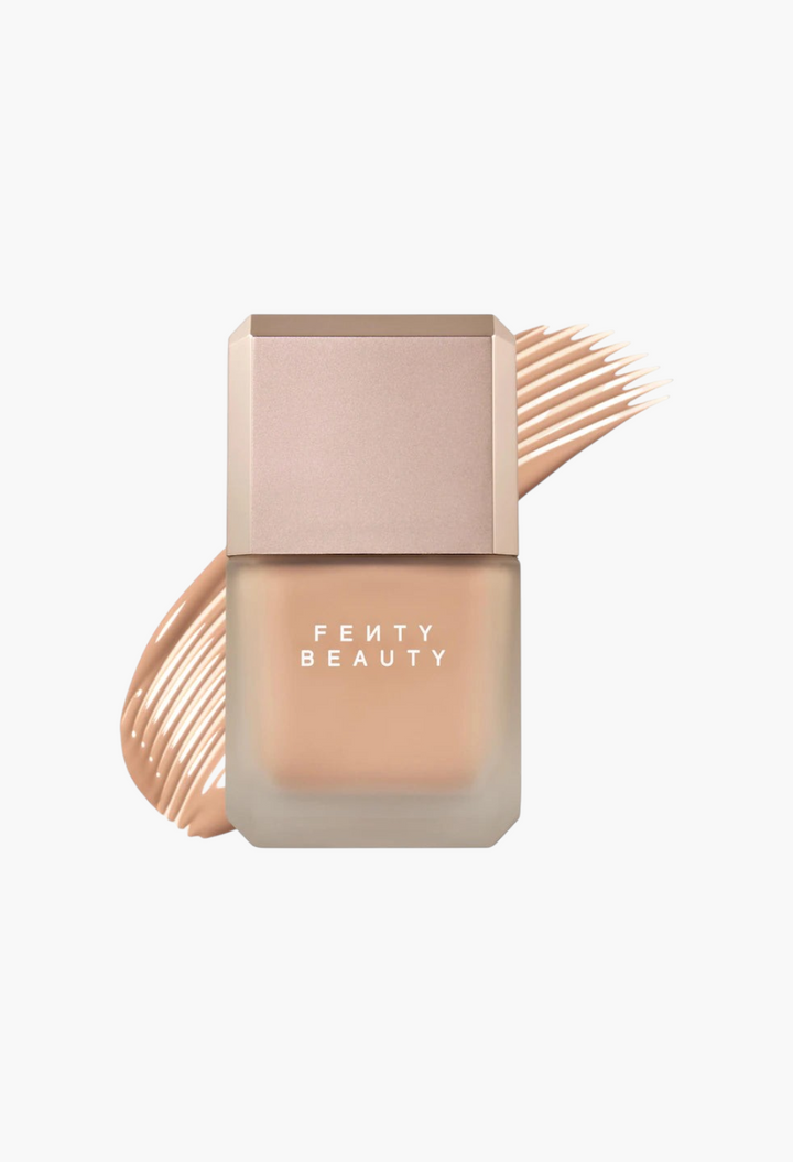 GLAM MODA Fenty Beauty Pro Filt'r longwear liquid foundation in a frosted glass bottle with a beige cap